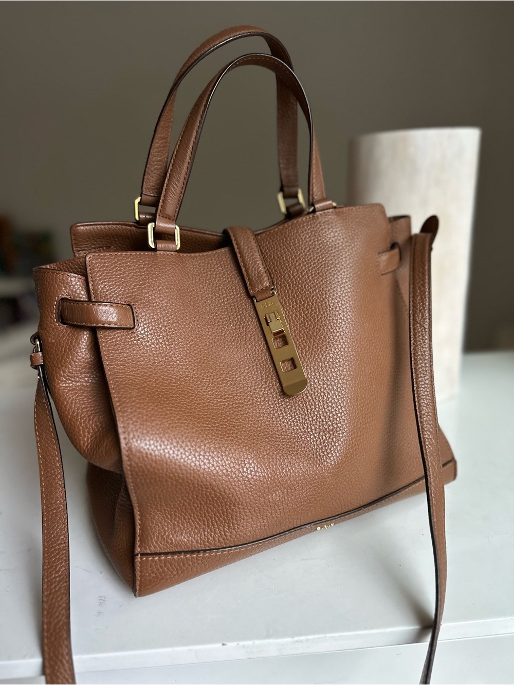 Lauren Ralph Lauren Pebbled Leather Satchel Shoulder Bag
